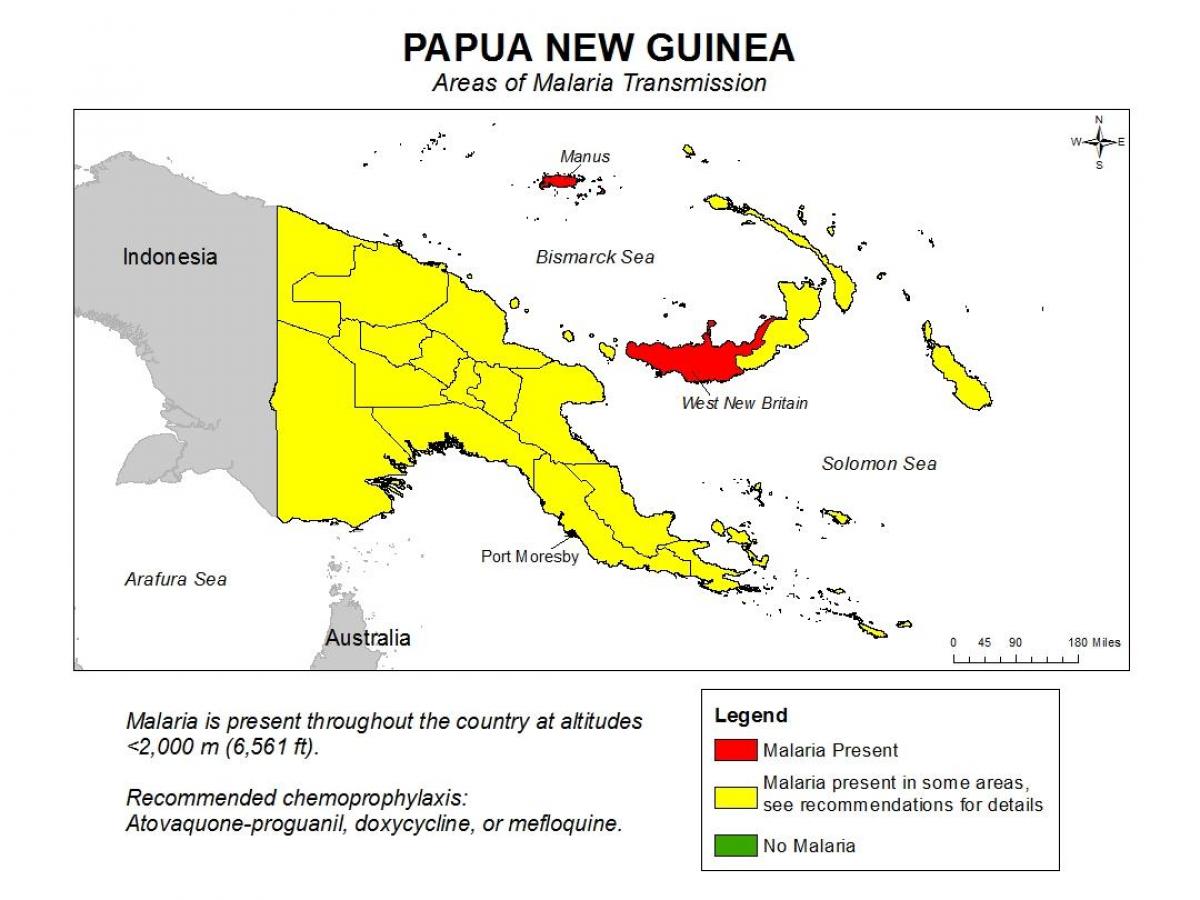 harta e papua guinea e re malaria