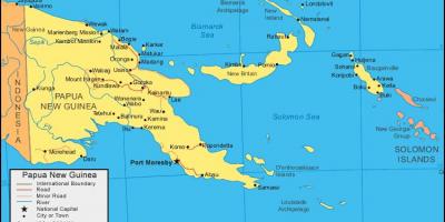 Harta e papua guinea e re dhe vendet fqinje