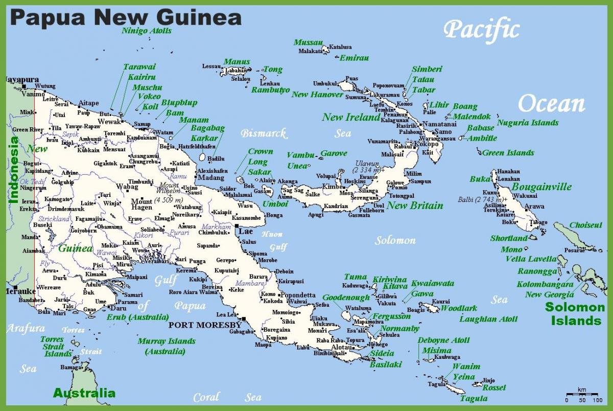 papua guinea e re në hartë