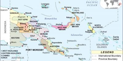Harta e papua guinea e re krahinave